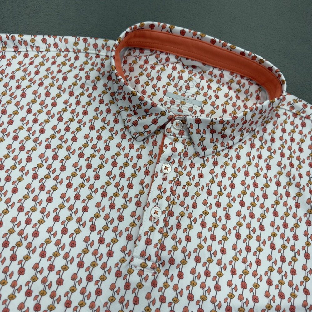 Swannies Erick Golf Polo Shirt Mens 2XL Melon AOP Floral Vine Repreve UPF 50